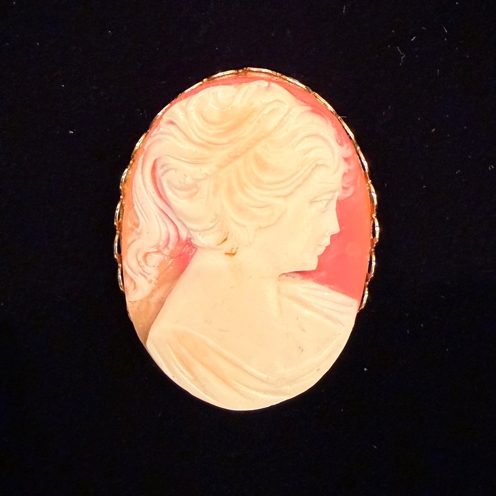 Antique Coro Marked Cameo Brooch Pin